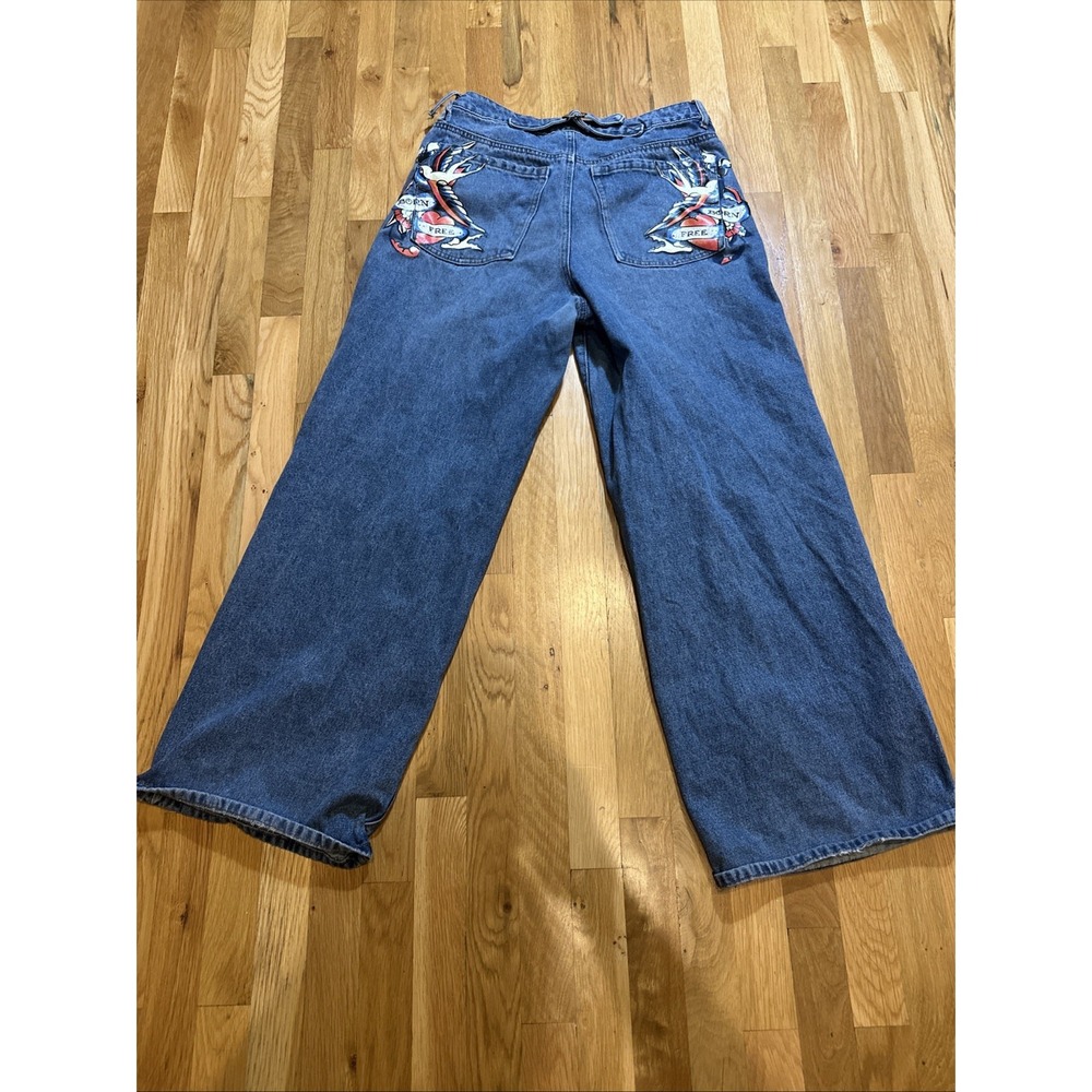 Ed Hardy Women JeansBaggy Size 30x30Born Free Loos Wide Skater High Rise Y2K 90s